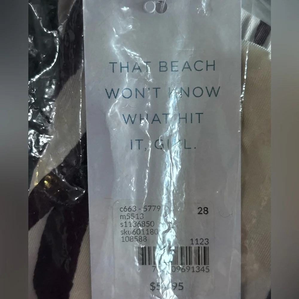 Lane Bryant zebra stripe side slit swim skirt, super plus sizes - Picture 7 of 13